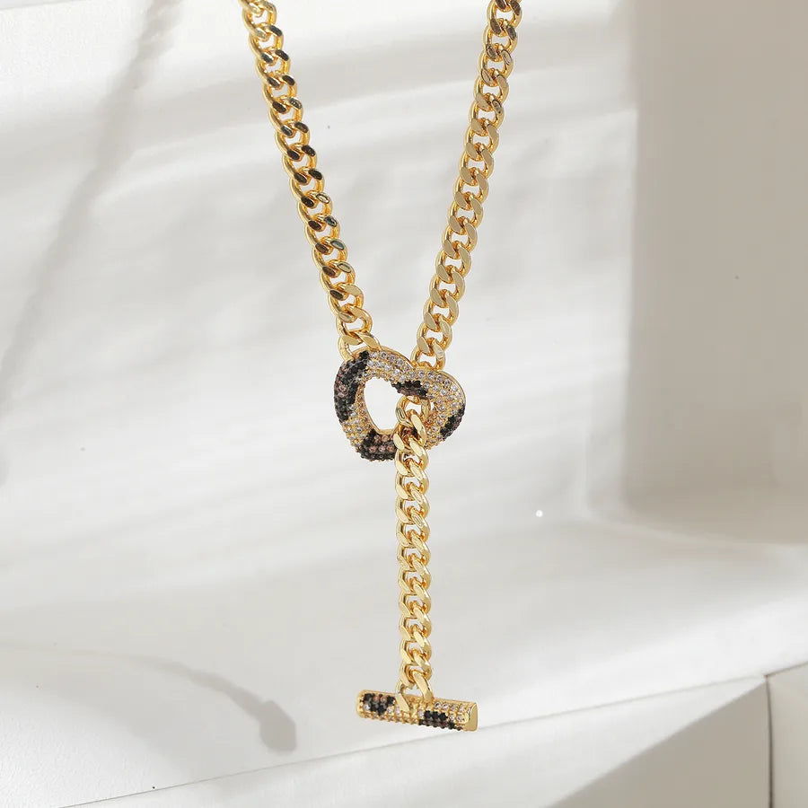 Wholesale Jewelry Hip-Hop Punk Simple Style Heart Shape Copper Cuban Link Chain Curb Chain Pendant Necklace