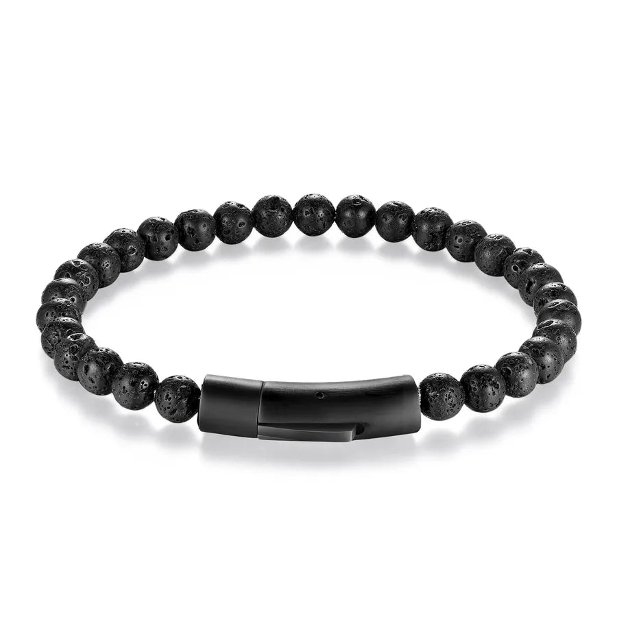 Retro Punk Geometric 316L Stainless Steel  Pu Leather natural stone Men's Bracelets Men Cord & Leather Bracelets