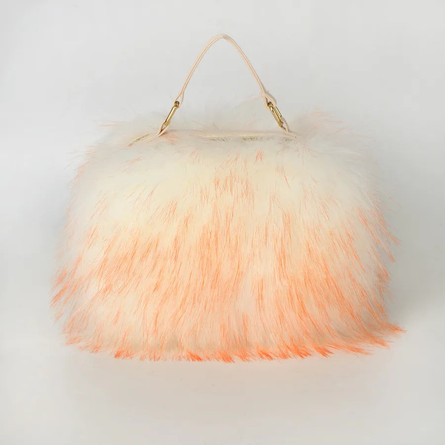 New Fashion Furry Personalized Niche Design Crossbody High Sense Imitation Raccoon Fur Fur Plush Hand-Carrying Bag Bag for Women