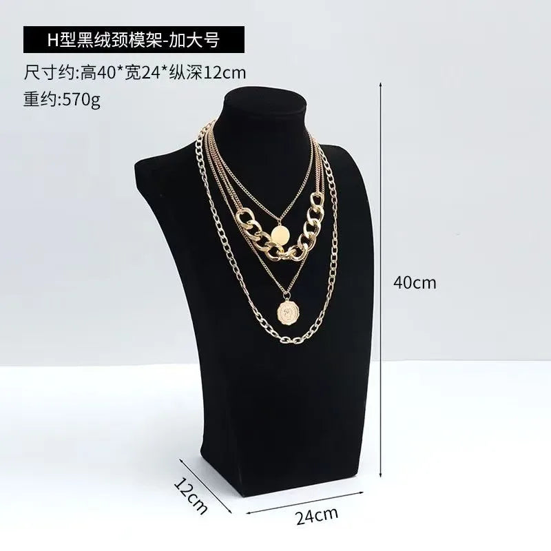 Modern Simplicity Jewelry Necklace Display Stand Counter Display Props Mannequin Pendant Holder Velvet Leather Material