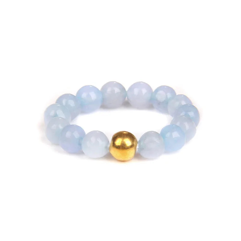 retro solid color natural stone beaded rings 1 piece
