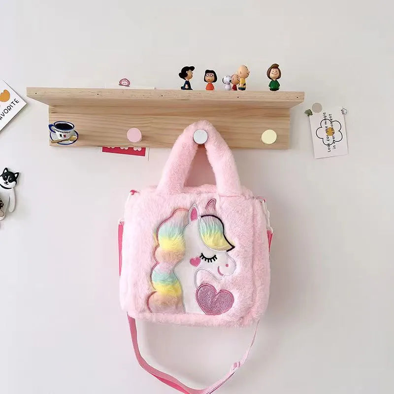 Color Plush Cartoon  Cute Girl Shoulder Crossbody Bag Large Capacity Girl Handbag  New