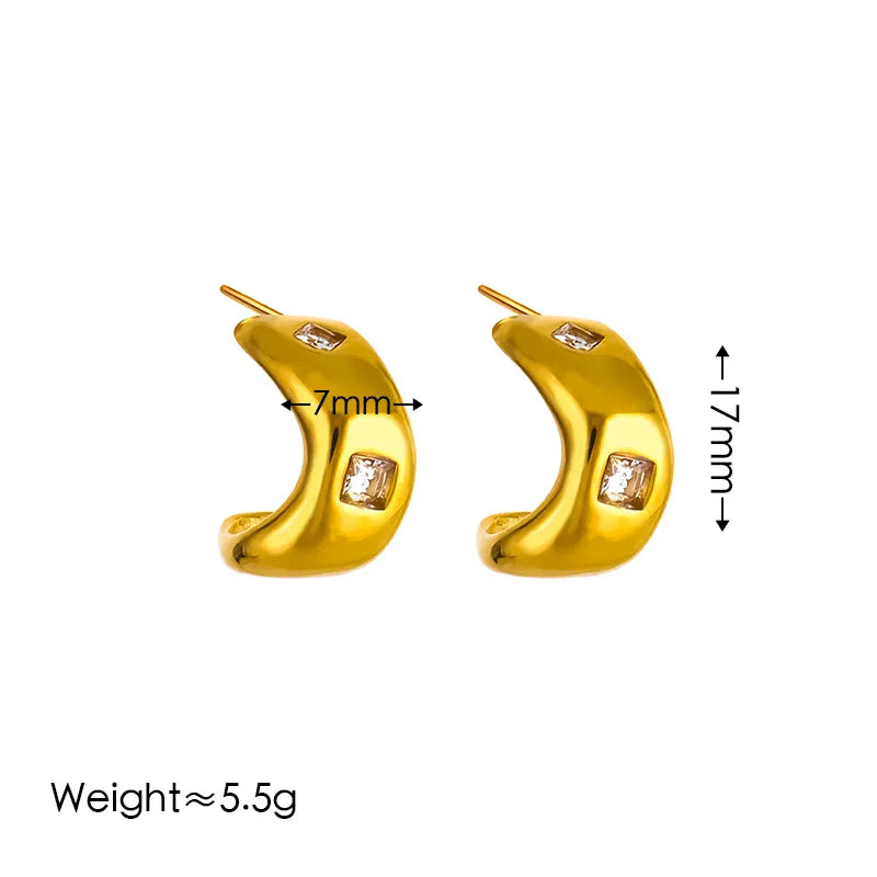 1 Pair Glam Classical Luxurious C Shape 304 Stainless Steel Ear Studs