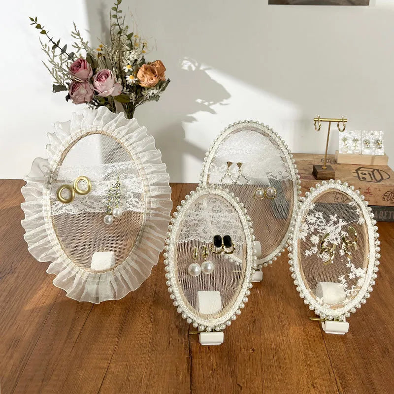 Wooden Embroidery Hoop Earring Display Stand Jewelry Accessories Showcase Shop Window Decor Storage Rack Unique Design