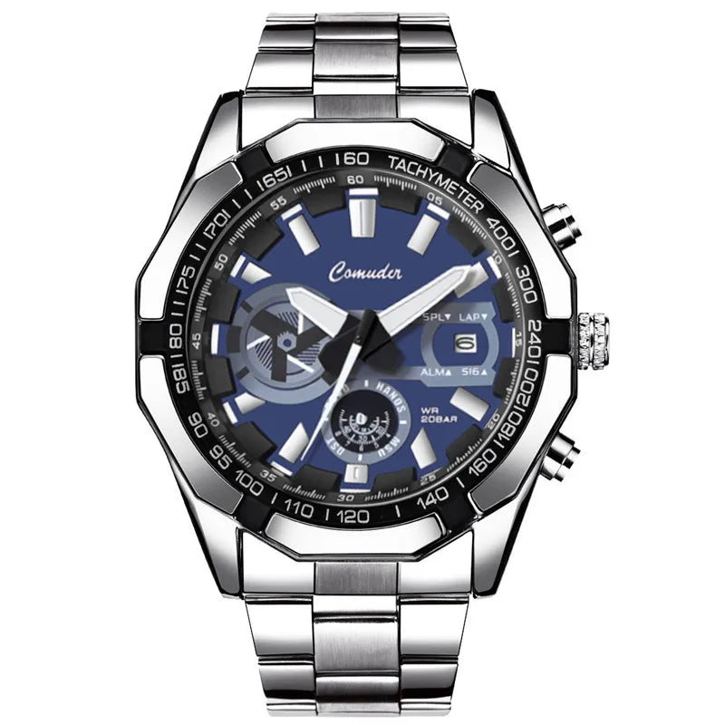 casual geometric single folding buckle quartz men's watches