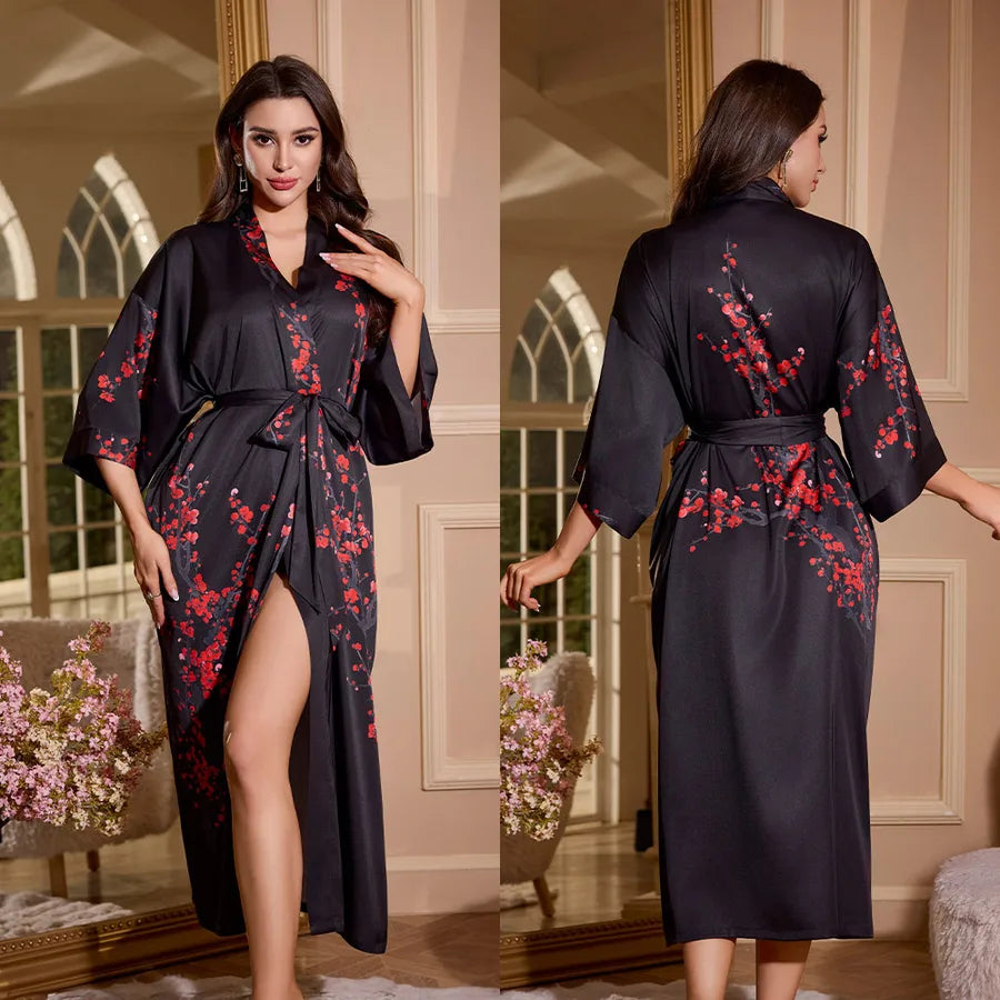 new satin chiffon ice silk light bathrobe multicolors