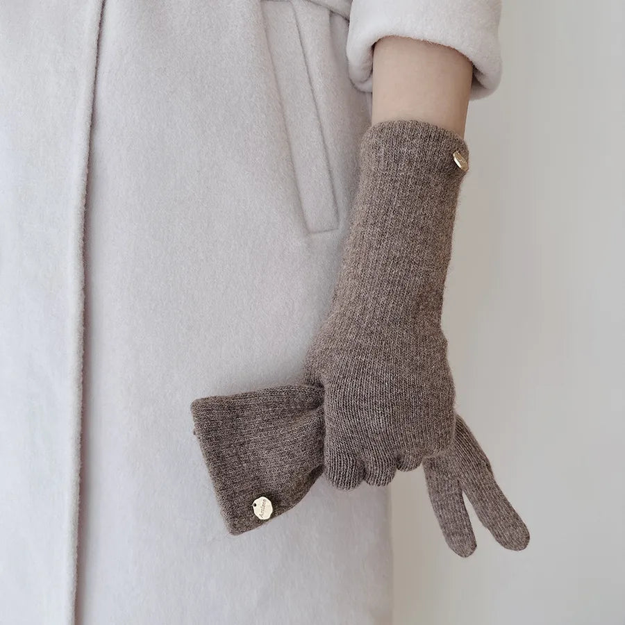 High Quality Bear Fur Wool Winter Long Warm Gloves Women's Touchscreen Compatible Soft Versatile Luxury Feel Elegant Business Style