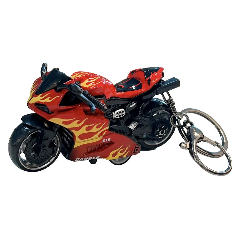 Cool Trendy Fire Dragon Motorcycle Keychain Fun Stress Relief Student Toy Motorcycle Keyring Cute ABS Material Birthday Gift