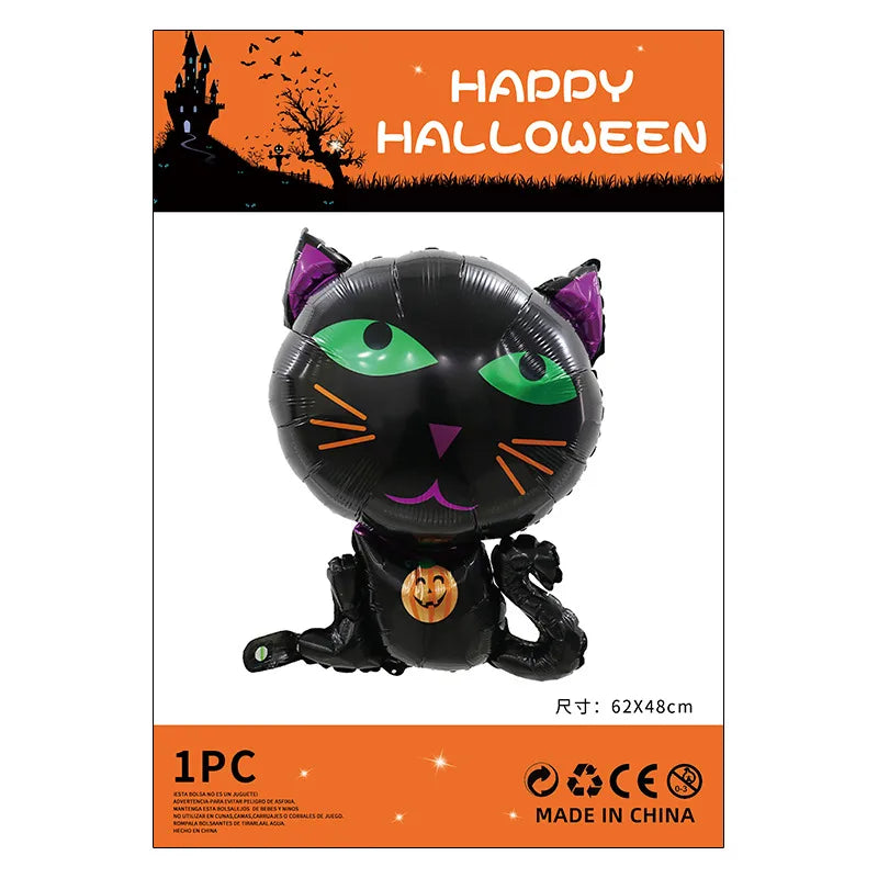 Halloween Decorations Pumpkin Spider Back Card Single Aluminum Foil Balloon Ghost Festival Skull Funny Bar Balloon