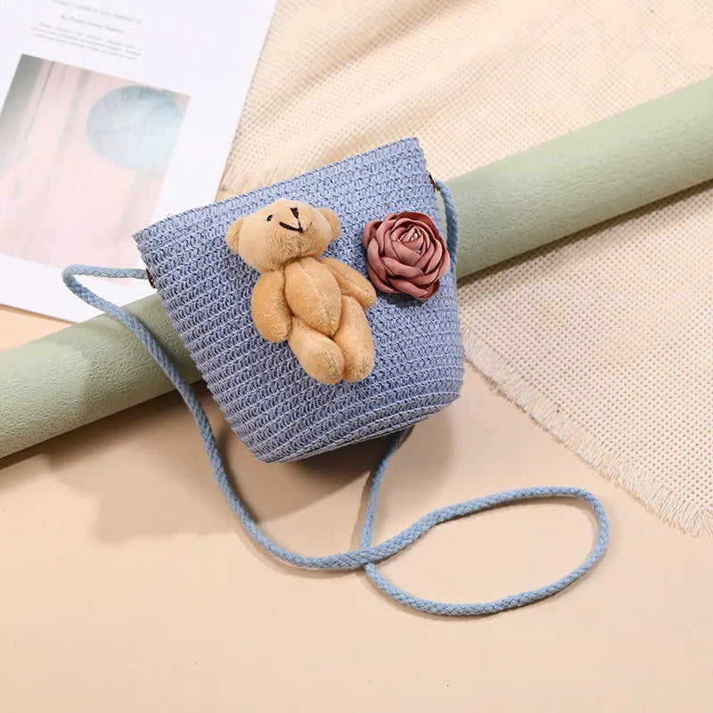 Straw Island Beach Woven Bag Women  New Popular Bag Seaside Straw Bag Cute Kid's Messenger Bag