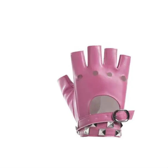 New Ladies Dance Half Finger Gloves Performance Half Punk  Chain Pole Dance Street Dance Leather Gloves