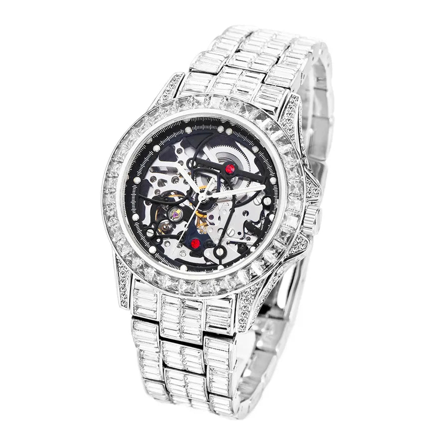 Retro Shiny Solid Color Folding Buckle Mechanical Watch Men's Watches