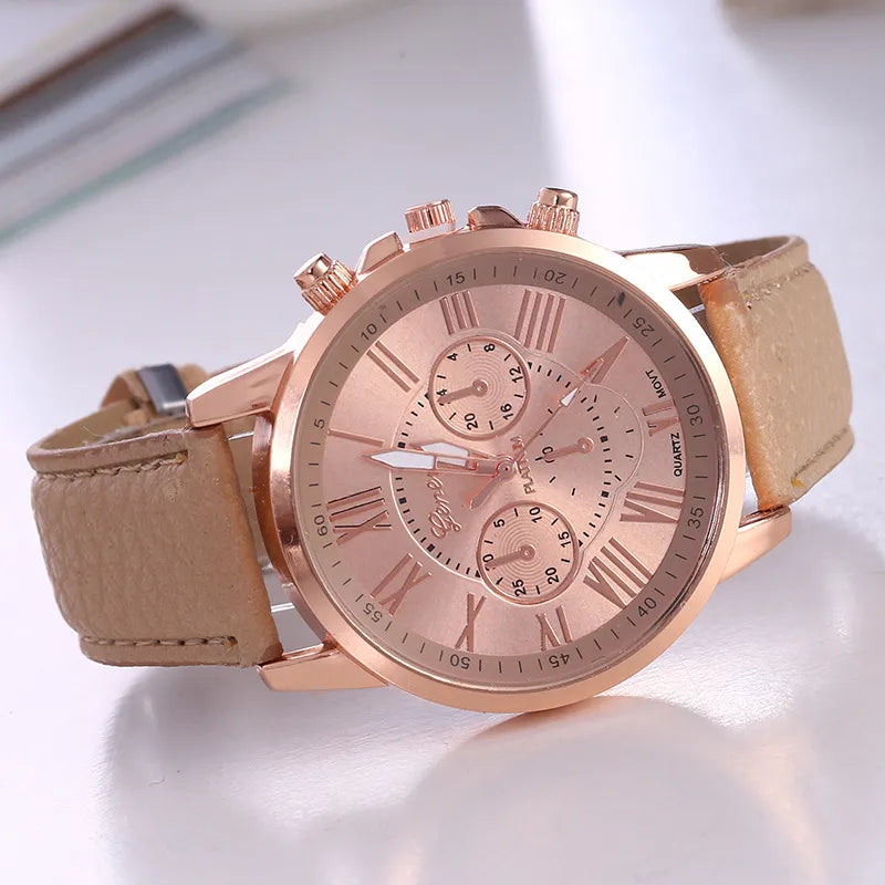 casual solid color buckle quartz women's watches