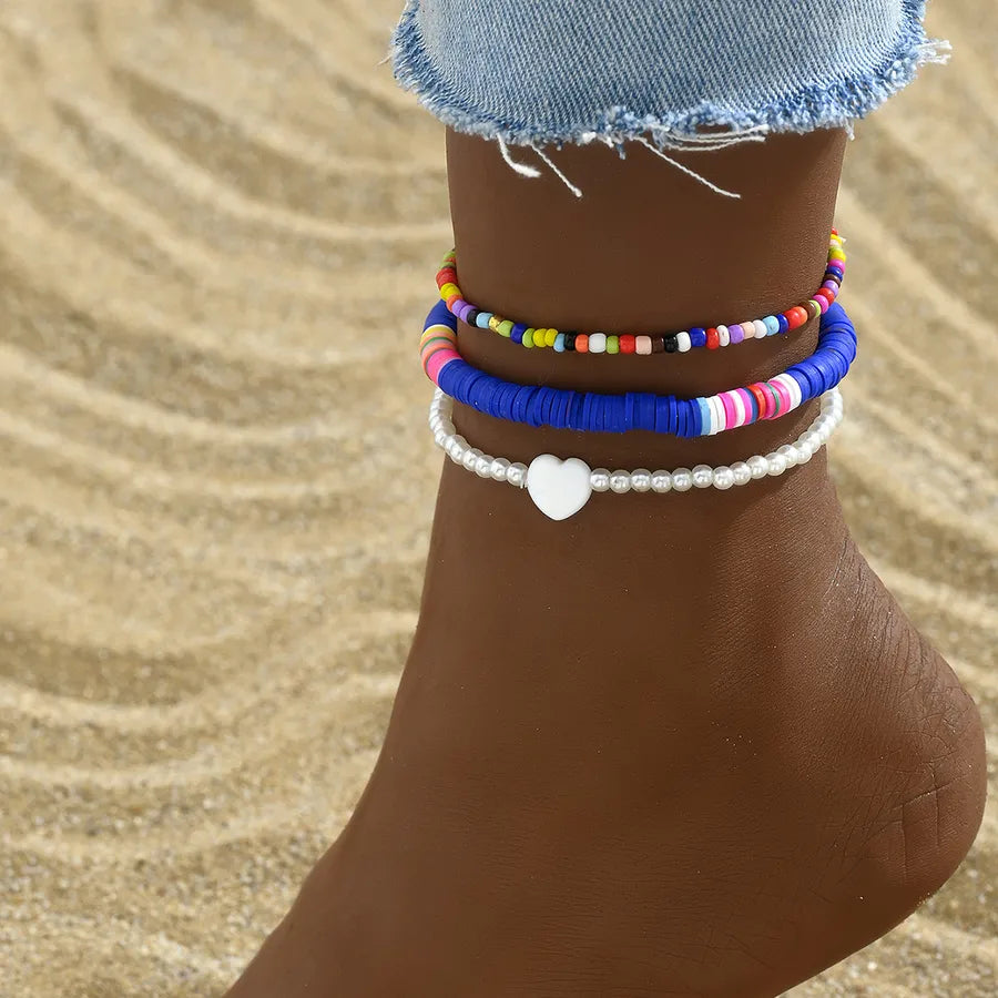 Bohemian Beach Style Distinctive Foot Decoration Simple Metal Turquoise Rice Beads Rhinestone Soft Pottery Multi-Style Foot Chain