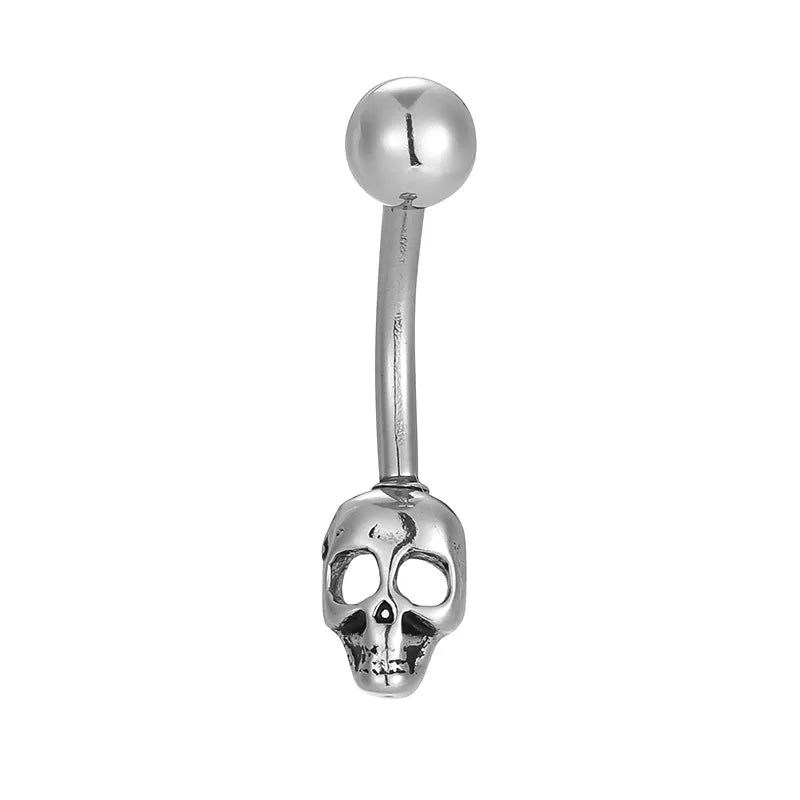 1 Piece Belly Rings Hip-Hop Punk Commute Heart Shape Spider Skull 316L Stainless Steel  Polishing Zircon