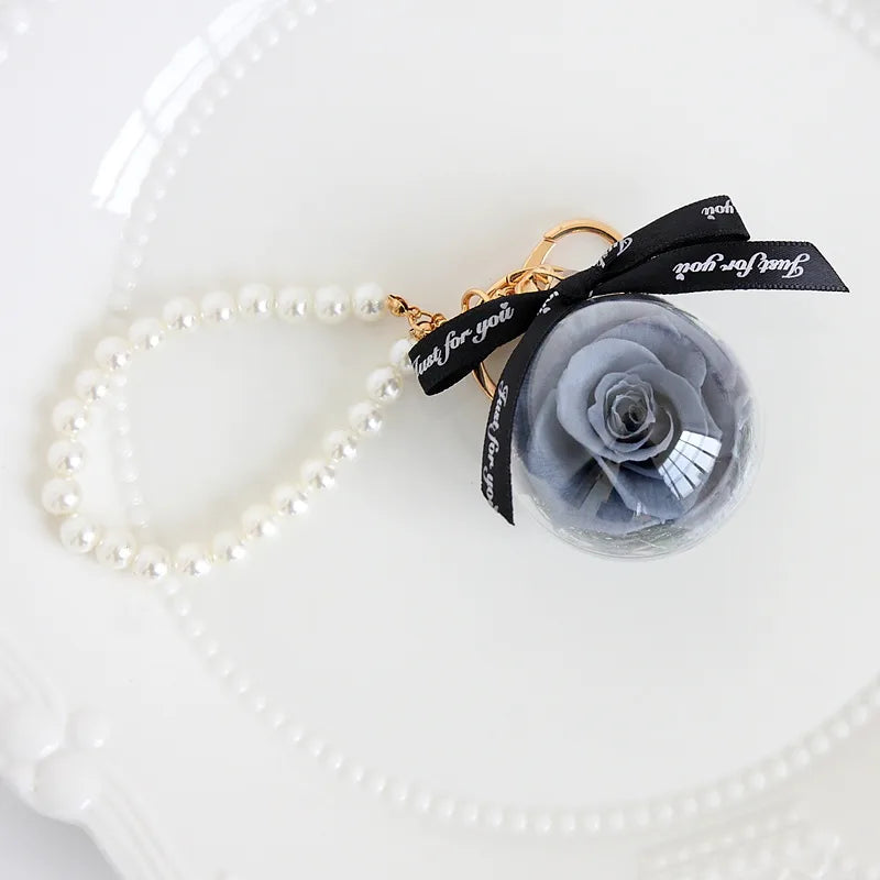 cute letter preserved flower women's keychain