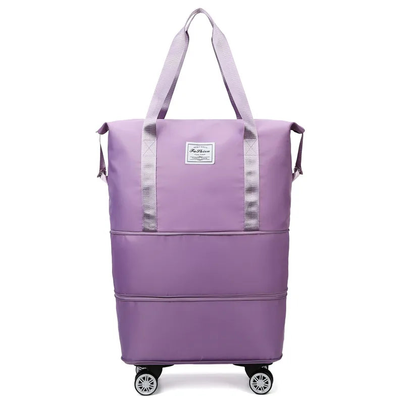 Travel bag large capacity universal wheel student business trip waiting storage bag waterproof wet and dry separation expandable luggage bag