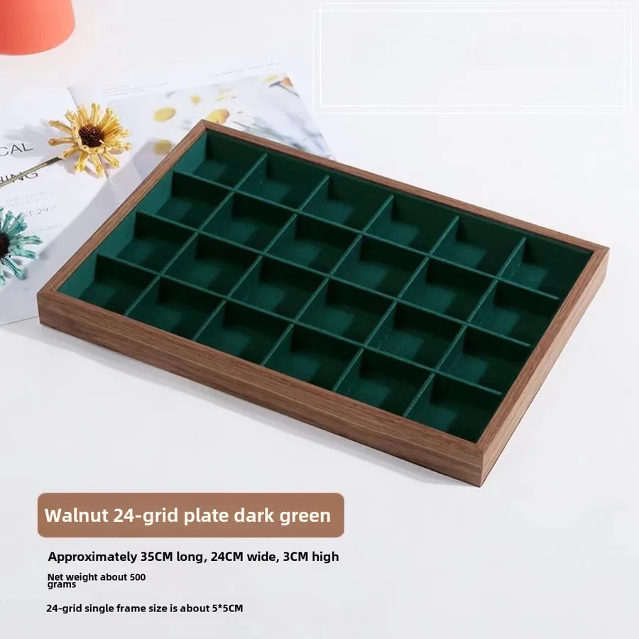 Walnut wood grain jewelry storage box ring tray stud earrings necklace watch tray jewelry bracelet display