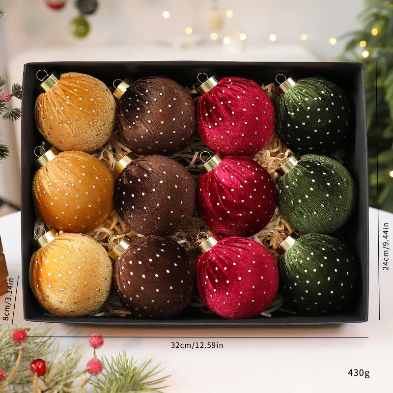 Luxurious Velvet Christmas Ball Ornament Star Embellished Christmas Tree Decoration Festive Fabric Star Stuffed Ball Hanging