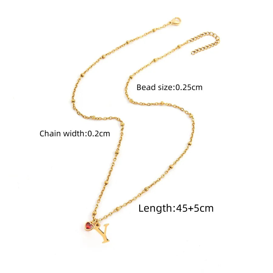 Wholesale Jewelry Elegant Simple Style Classic Style Letter Heart Shape 201 Stainless Steel 304 Stainless Steel Artificial Crystal Artificial Crystal Inlay Cross Bead Necklace Pendant Necklace