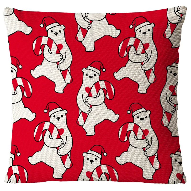 Christmas Glam Santa Claus Snowman Linen Pillow Cases Couch & Sofa Decor