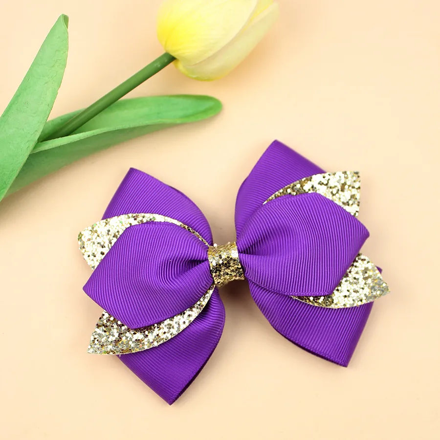 Europe and the United States new double-layer children's glitter film bow hair accessories girls hair clips cute girls hair accessories