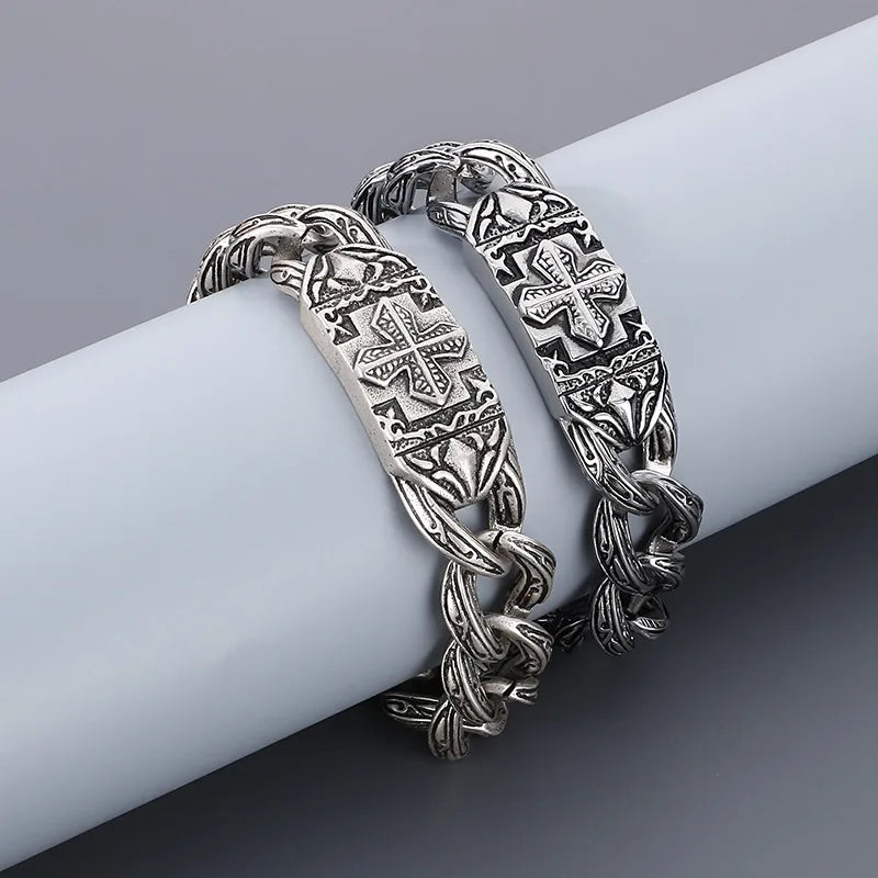 Vintage Style Cross 304 Stainless Steel Men's Bracelets