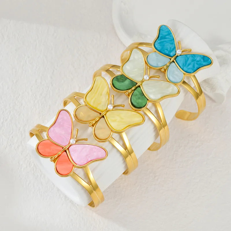 Cute Sweet Butterfly 304 Stainless Steel Bangle In Bulk