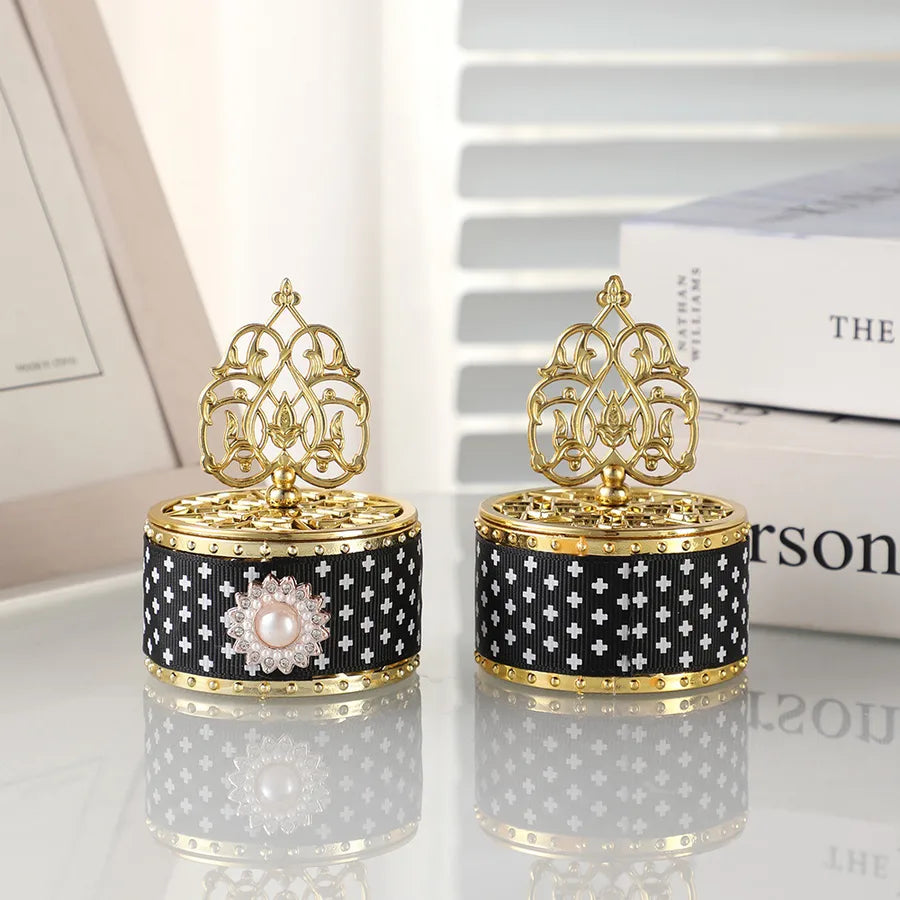 European-style Hollow-out Electroplated Lace Candy Box Pearl Accessories Small Candy Box Wedding Party Accompanying Gift Box