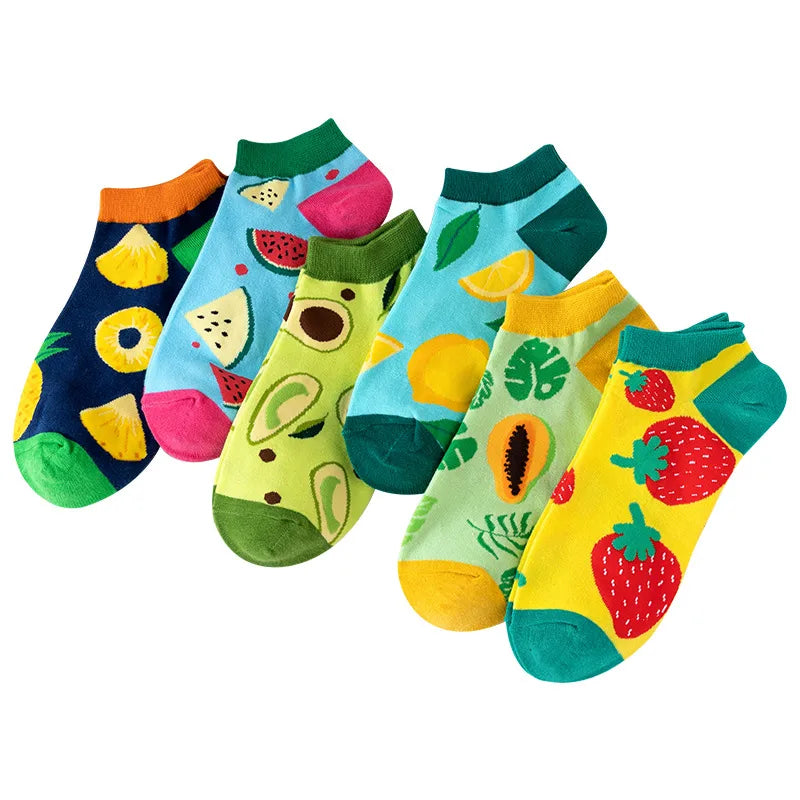 Unisex Cute Modern Style Fruit Strawberry Watermelon Cotton Ankle Socks A Pair