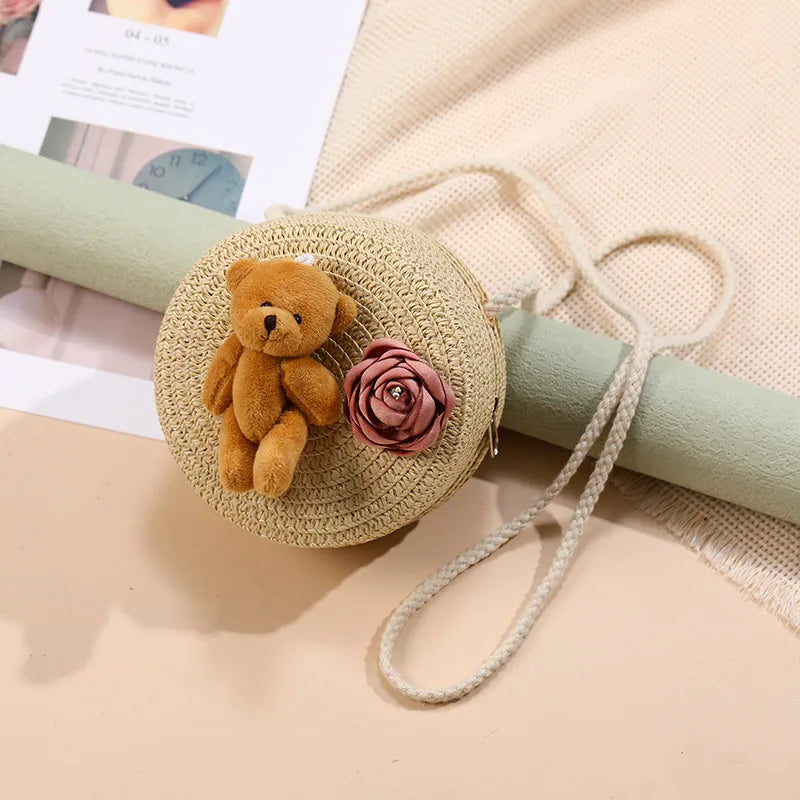 Straw Island Beach Woven Bag Women  New Popular Bag Seaside Straw Bag Cute Kid's Messenger Bag