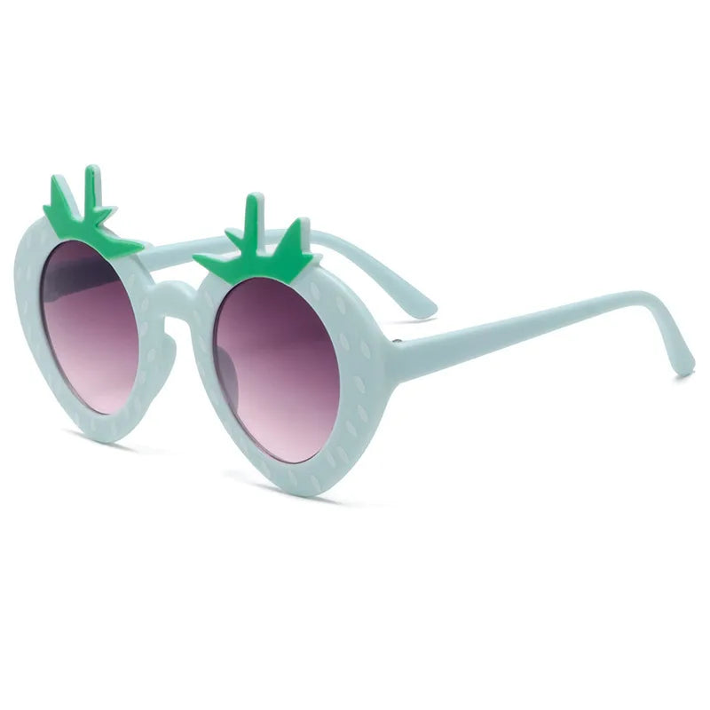 Cartoon Style Sweet Strawberry Resin Special-Shaped Mirror Rose Red Full Frame Kids Sunglasses