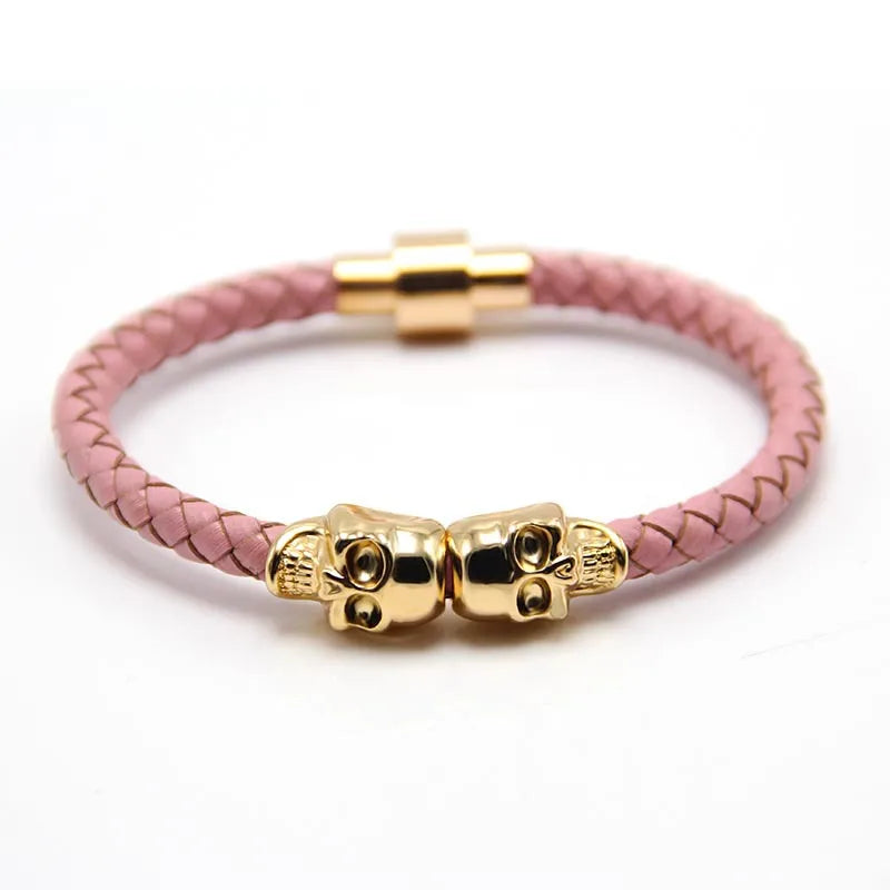 Punk Skull Leather Copper Halloween Men's Bangle