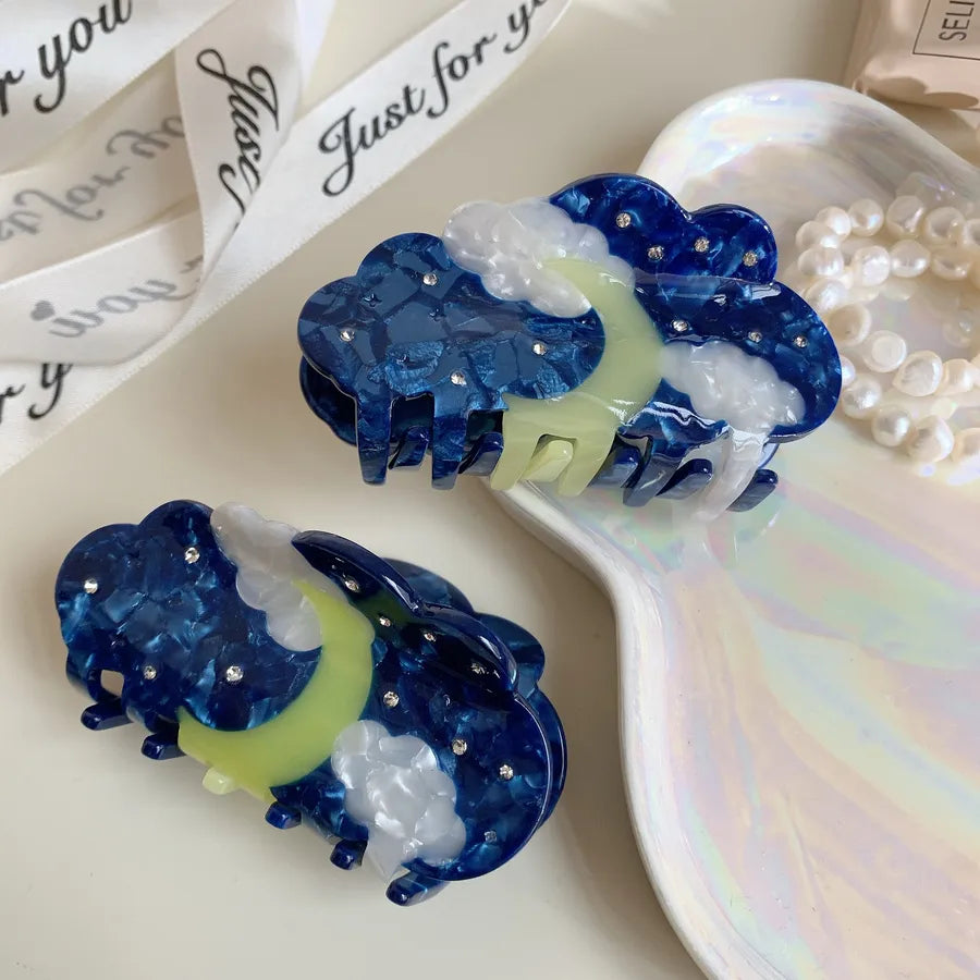 Cute Retro Women's Clouds Moon Acetic acid sheets Hair Claws