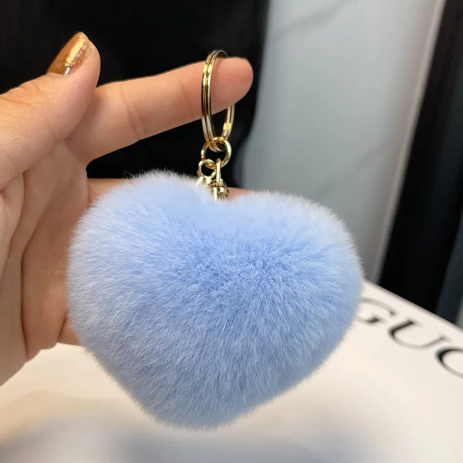 Classic Style Heart Shape Rex rabbit fur Bag Pendant Keychain