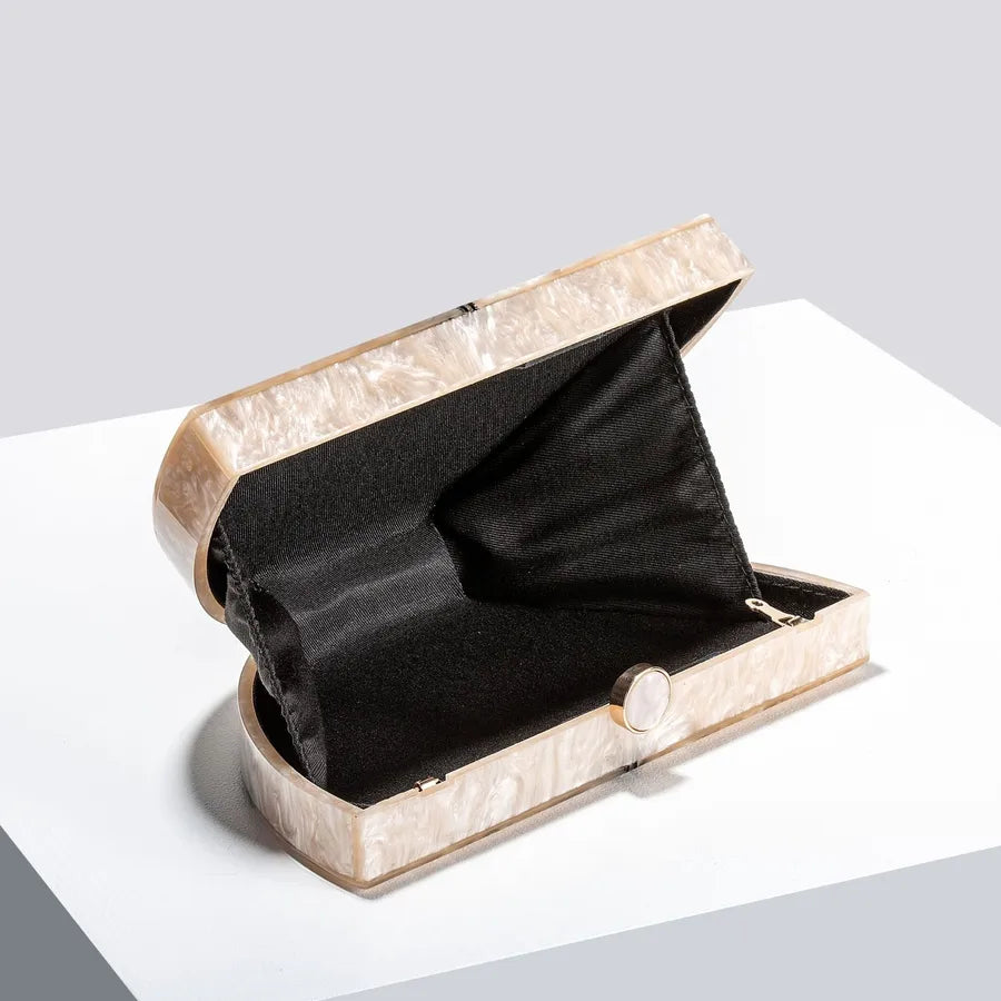 Champagne Sky Blue White Arylic Color Block Semicircle Evening Bags