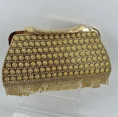 Pu Leather Rhinestone Washing Fiber Geometric Square Evening Bags