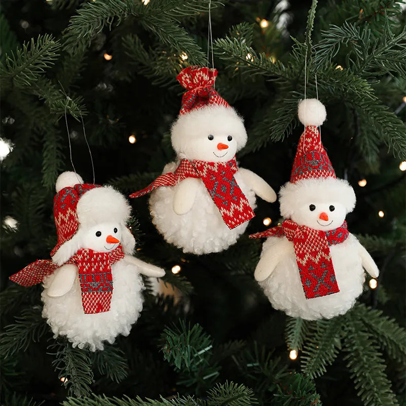 Bestselling Plush Christmas Decoration Red Snowman Christmas Tree Ornament Desktop Display Modern Artistic Festive Decor