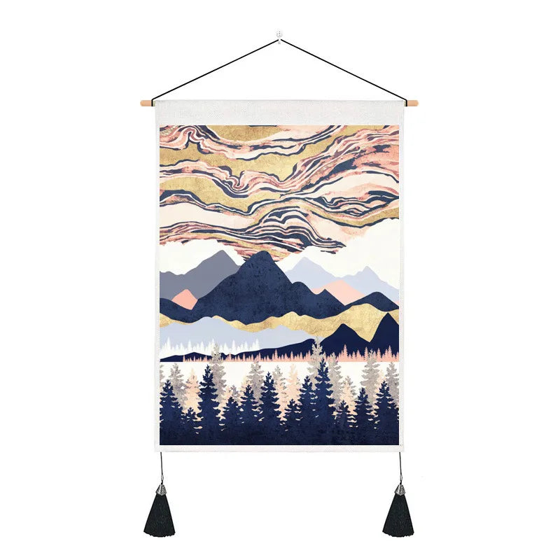 elegant landscape polyester tapestry artificial decorations