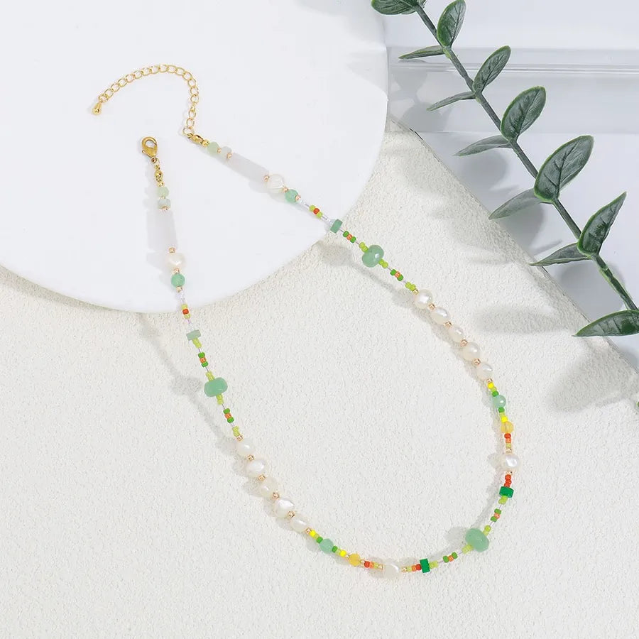 Elegant French Style Classic Style Irregular Round natural stone Freshwater Pearl Titanium Steel 18K Gold Plated Necklace In Bulk