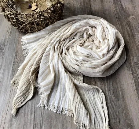 women's fashion stripe cotton tassel cotton linen scarves