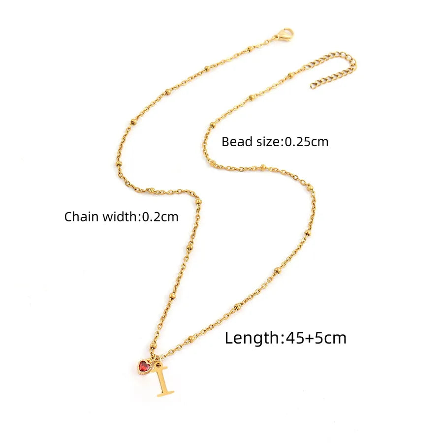 Wholesale Jewelry Elegant Simple Style Classic Style Letter Heart Shape 201 Stainless Steel 304 Stainless Steel Artificial Crystal Artificial Crystal Inlay Cross Bead Necklace Pendant Necklace