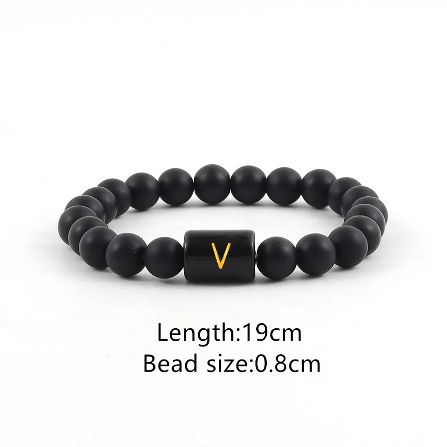 Elegant Vintage Style Simple Style Letter Glass Stone Men's Bracelets Men Beaded Bracelets