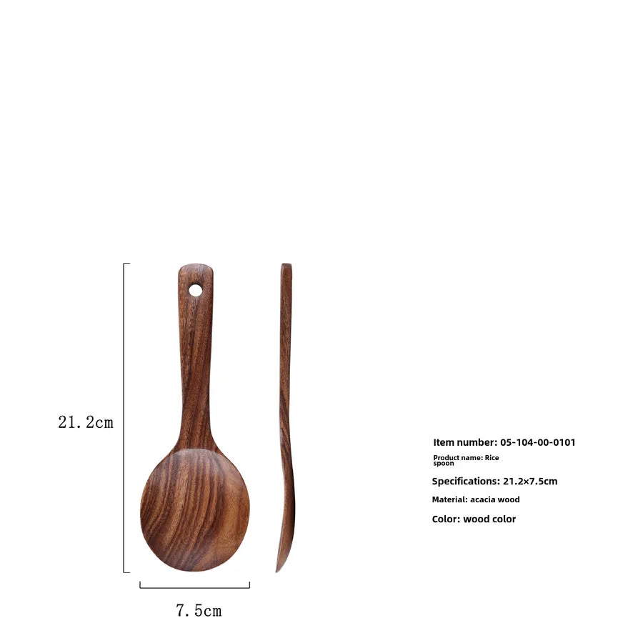 Spring Festival Kitchenware Dabuan New Acacia Wood Non-stick Pan Wooden Spatula High Temperature Resistant Solid Wood Hot Pot Spoon Wooden Spatula Spoon Set