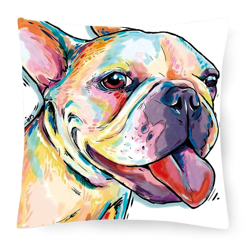 cute pastoral cartoon dog plush throw pillow