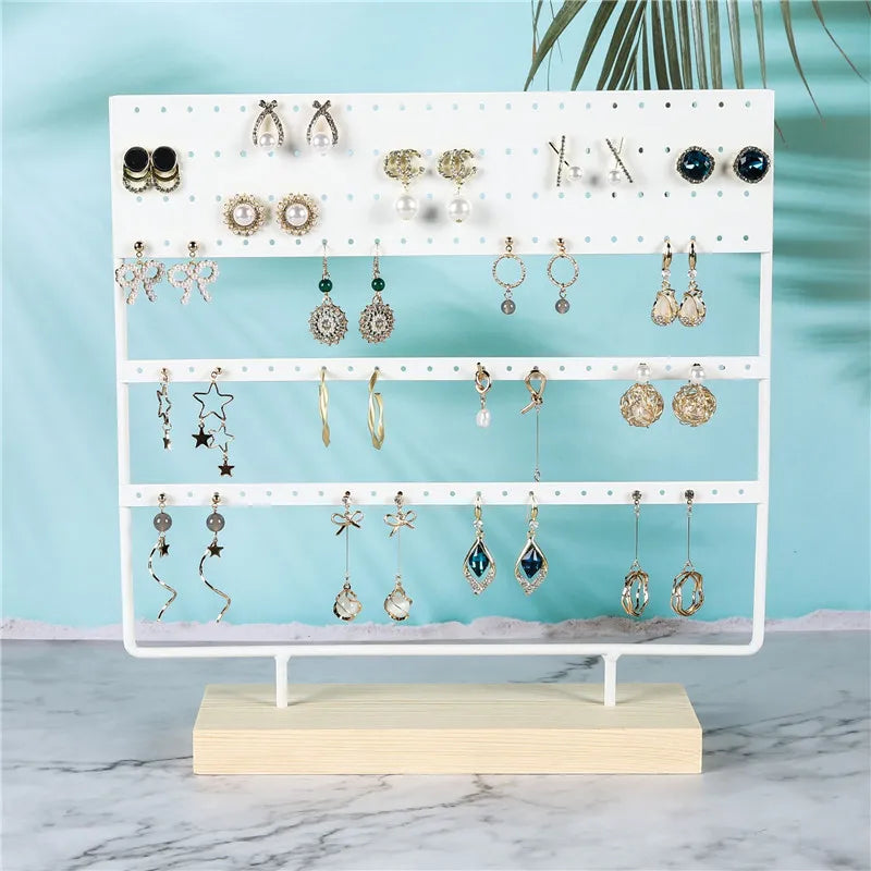 Wrought Iron Creative Earrings Pine Bottom Household Hanging Earrings Earrings Storage Jewelry Display Shelf Factory Wholesale