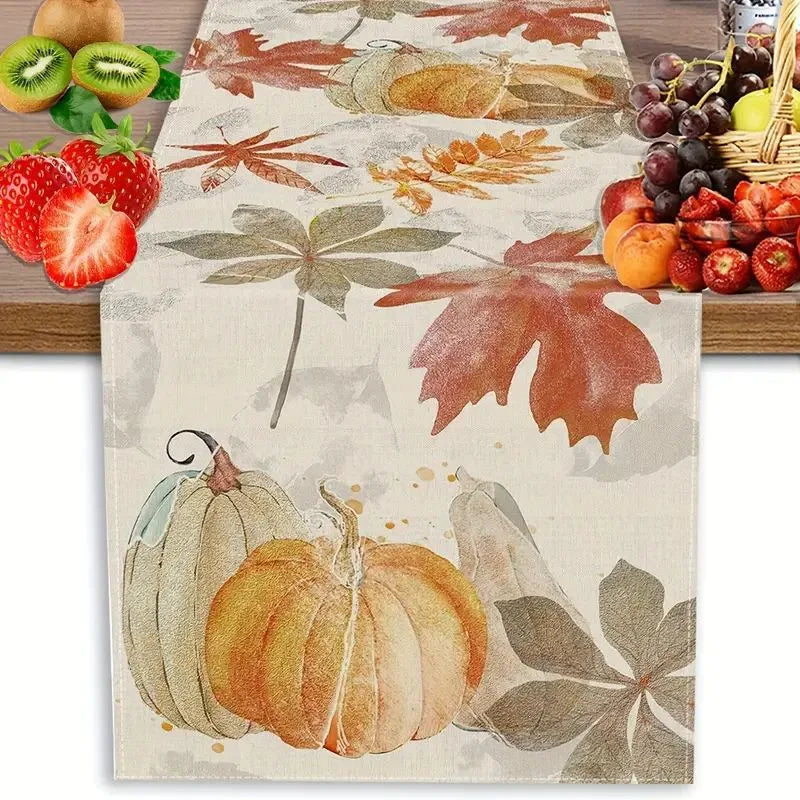 Halloween Thanksgiving Cute Pumpkin Lattice Polyester Table Runner