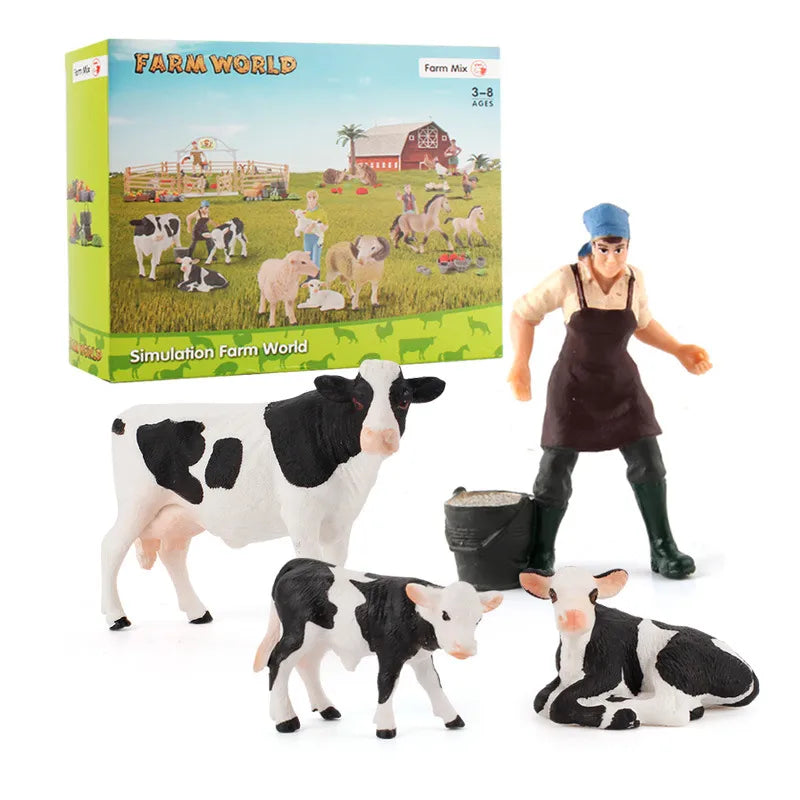 simulation mini farm poultry chicken duck goose cow gold small animal miniature model sand table ornaments wholesale