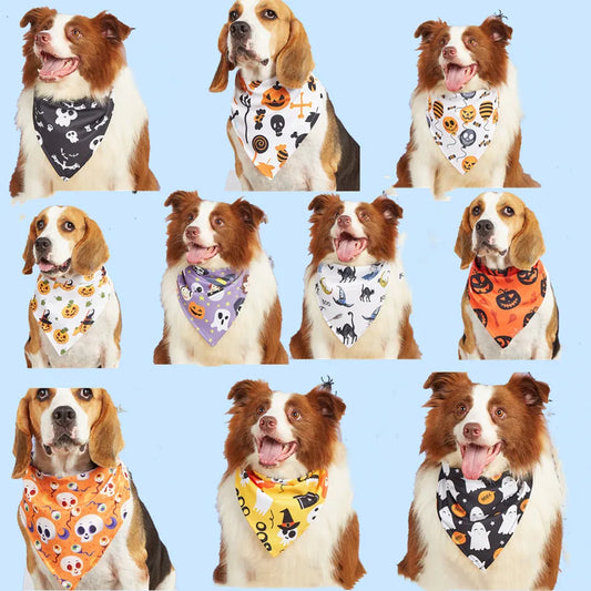 Halloween Pet Costume Saliva Towel High Definition Digital Print Dog Triangular Scarf Pet Decorative Neck Warmer Polyester