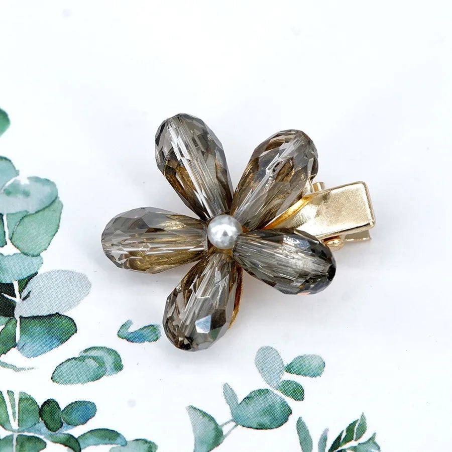Sweet Women'S Plumeria Alloy Inlay Glass Hair Clip